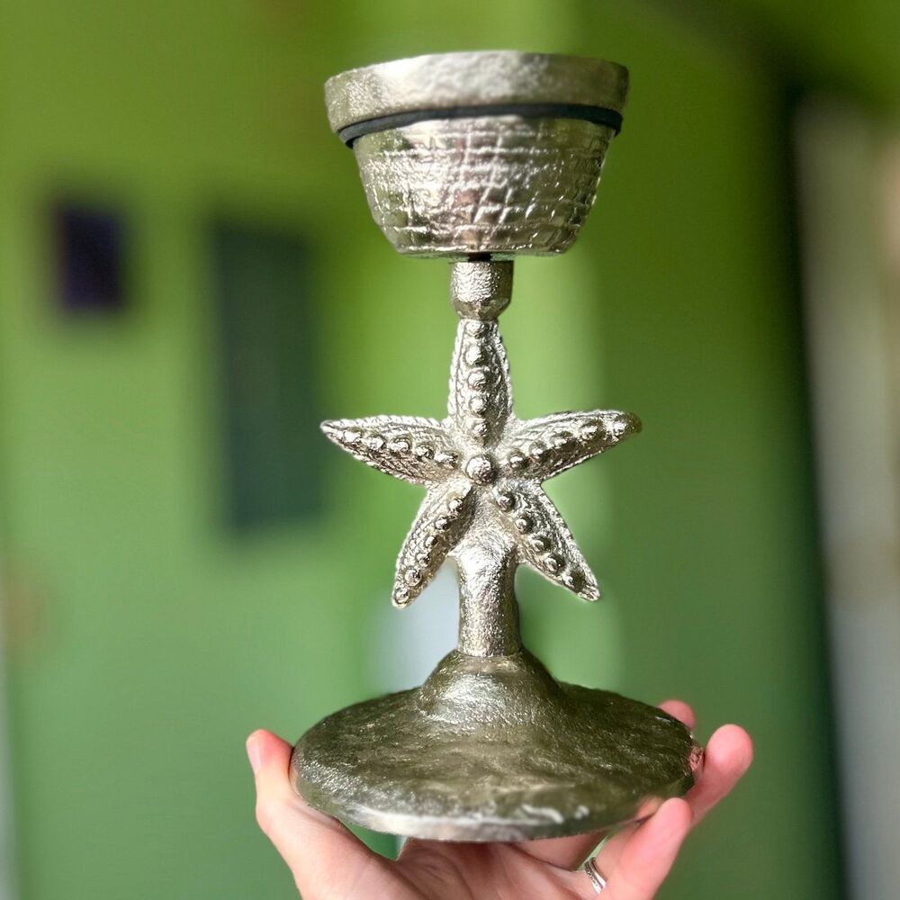 ❌SOLD VTG Metallic Starfish Nautical Candle Holder Accent